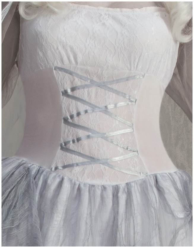 Halloween White Lace Vampire Corpse Bride Costume Cosplay Corset and Witch  Top