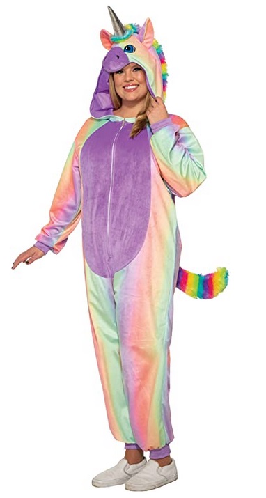 Rainbow Unicorn Jumpsuit Adult Plus Size Costume - Screamers Costumes