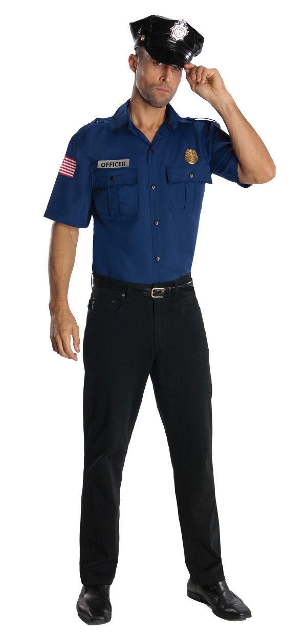 Dress-Up-America Police Costume for Adults - Cop Costume for Men - Police  Officer Shirt and Cap - One size