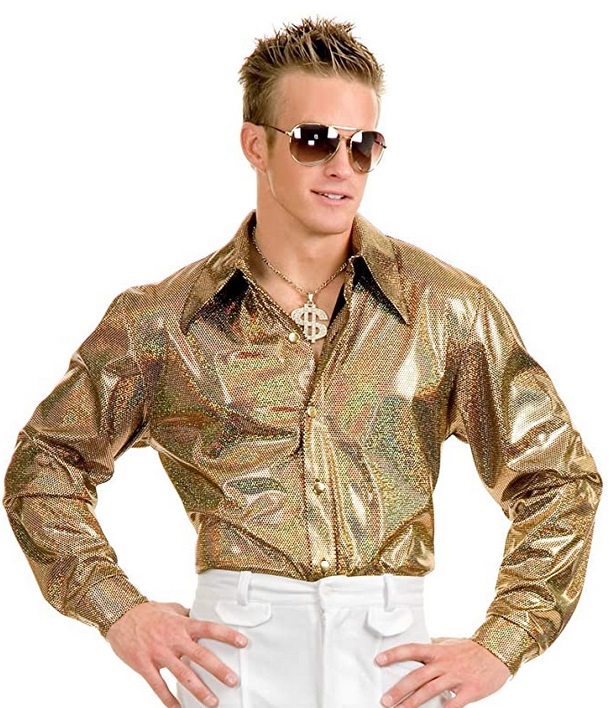 Gold Hologram Men's Disco Shirt - Screamers Costumes