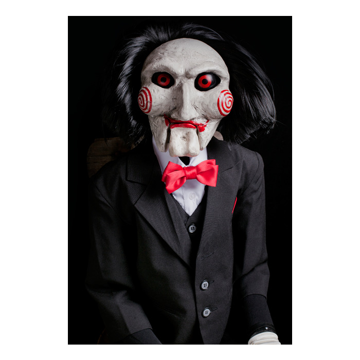 Halloween Cosplay Saw Puppet Horror Scary Face Mask White
